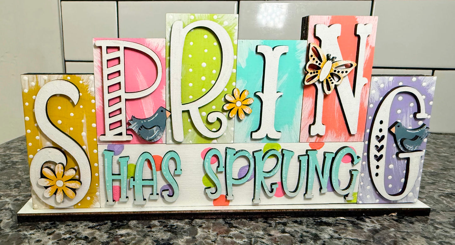 Spring/Easter Layered Block 6 Letter Sign