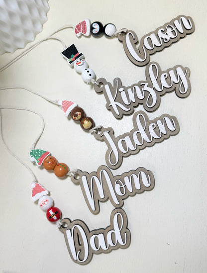 Custom Name Stocking Tags | Themed Beads