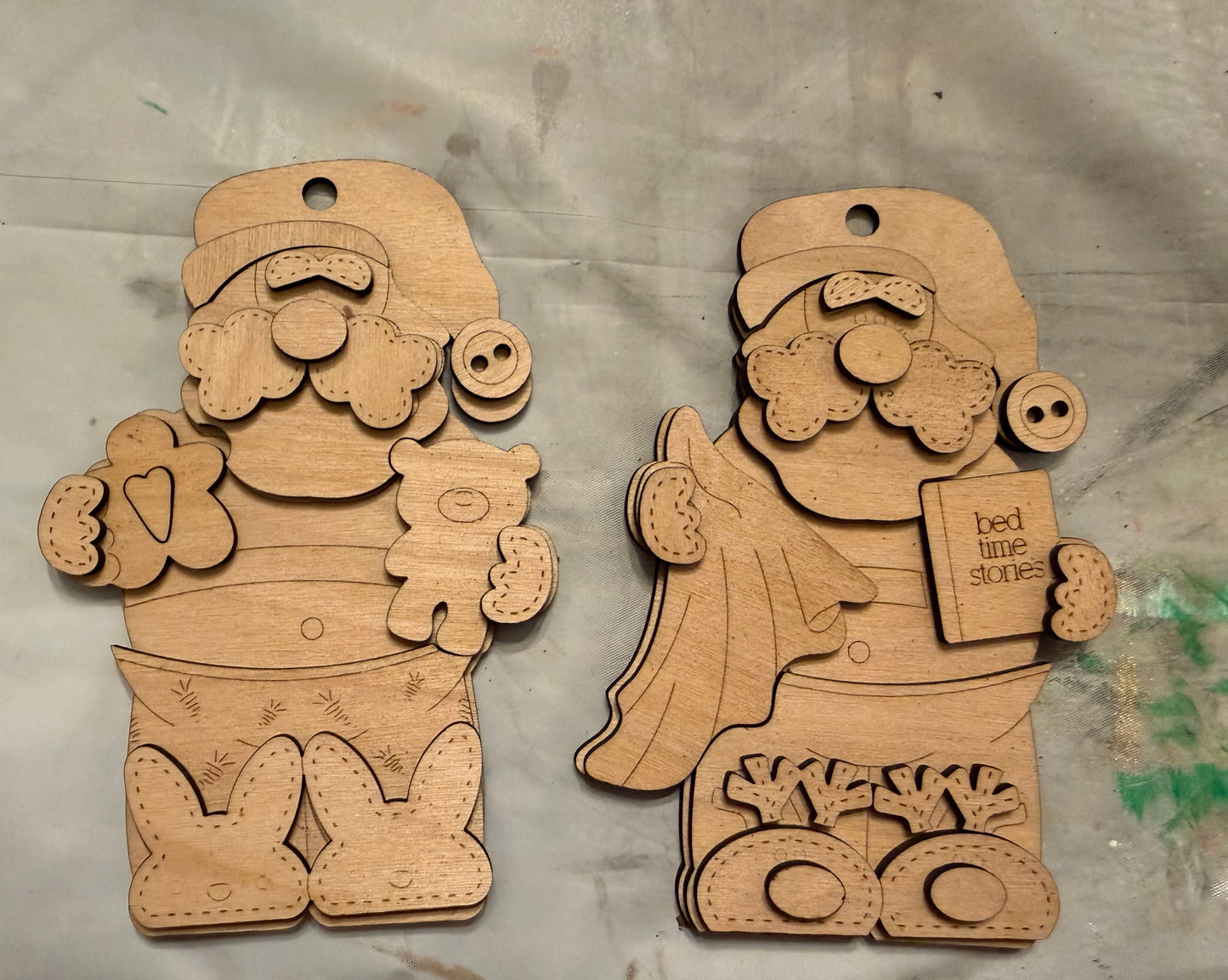 “Sleepy Belly Santa” ornaments | Set of 2