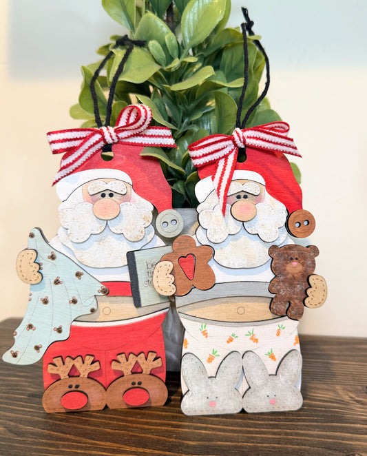 “Sleepy Belly Santa” ornaments | Set of 2