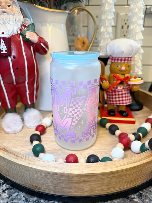 Retro Mama | 16oz Frosted Glass Cup | 1 Available