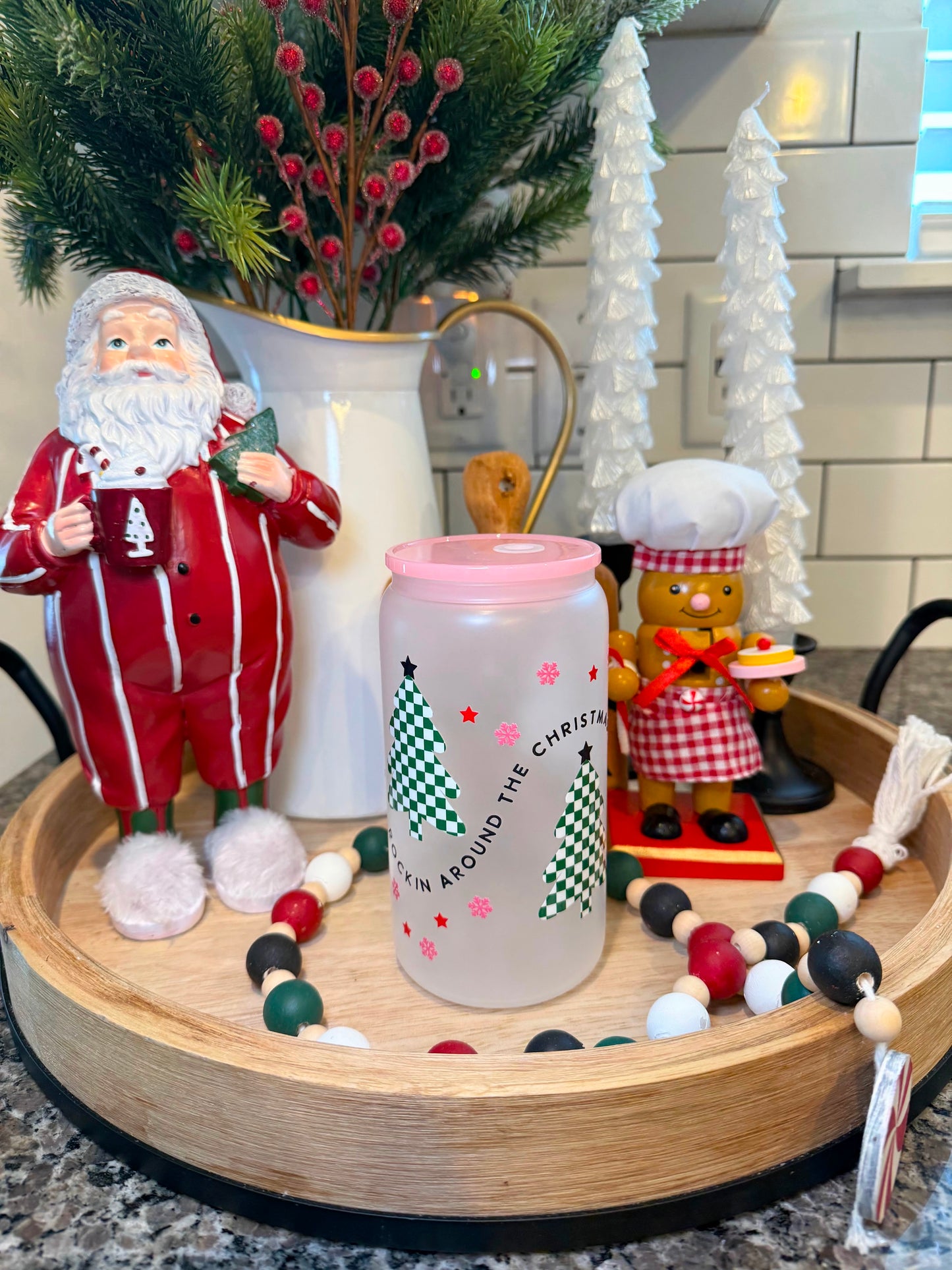 Rocking Around the Christmas Tree | 16oz Frosted Glass Cup | 1 Available