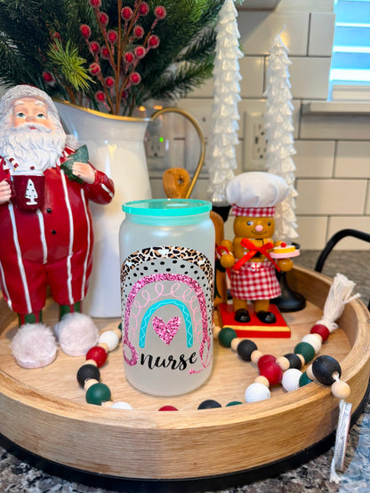 Heart of a Nurse | 16oz Frosted Glass Cup | 1 Available