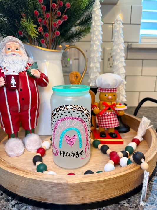 Heart of a Nurse | 16oz Frosted Glass Cup | 1 Available