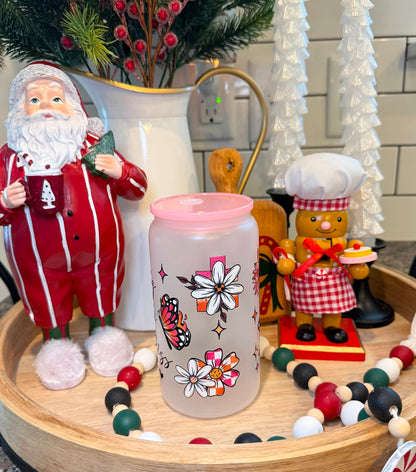 BE Strong, Brave, & Fearless | 16oz Frosted Glass | 1 Available