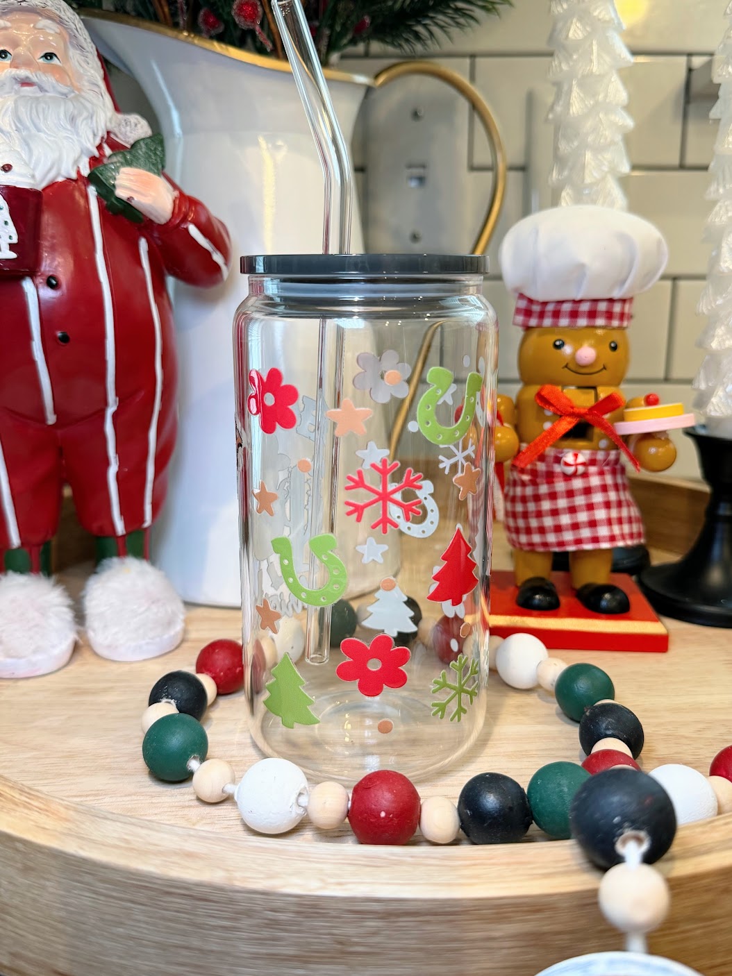 Howdy Christmas | Charcoal Acrylic Lid | 16oz Glass Cup