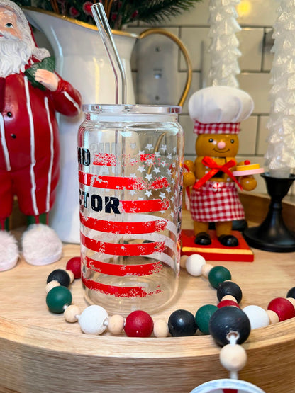 Husband, Daddy, Protector, Hero |16oz Glass Cup