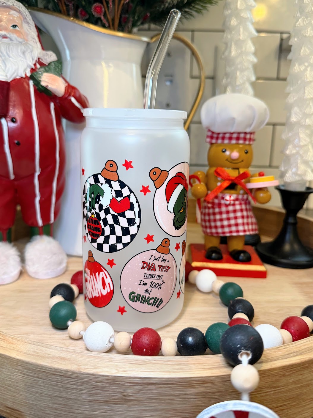 100% THAT GRINCH | 16oz Glass Cup | Multiple Color Options