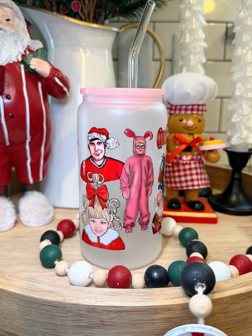 Christmas Movie Season | 16oz Glass Cup | Multiple Color Options