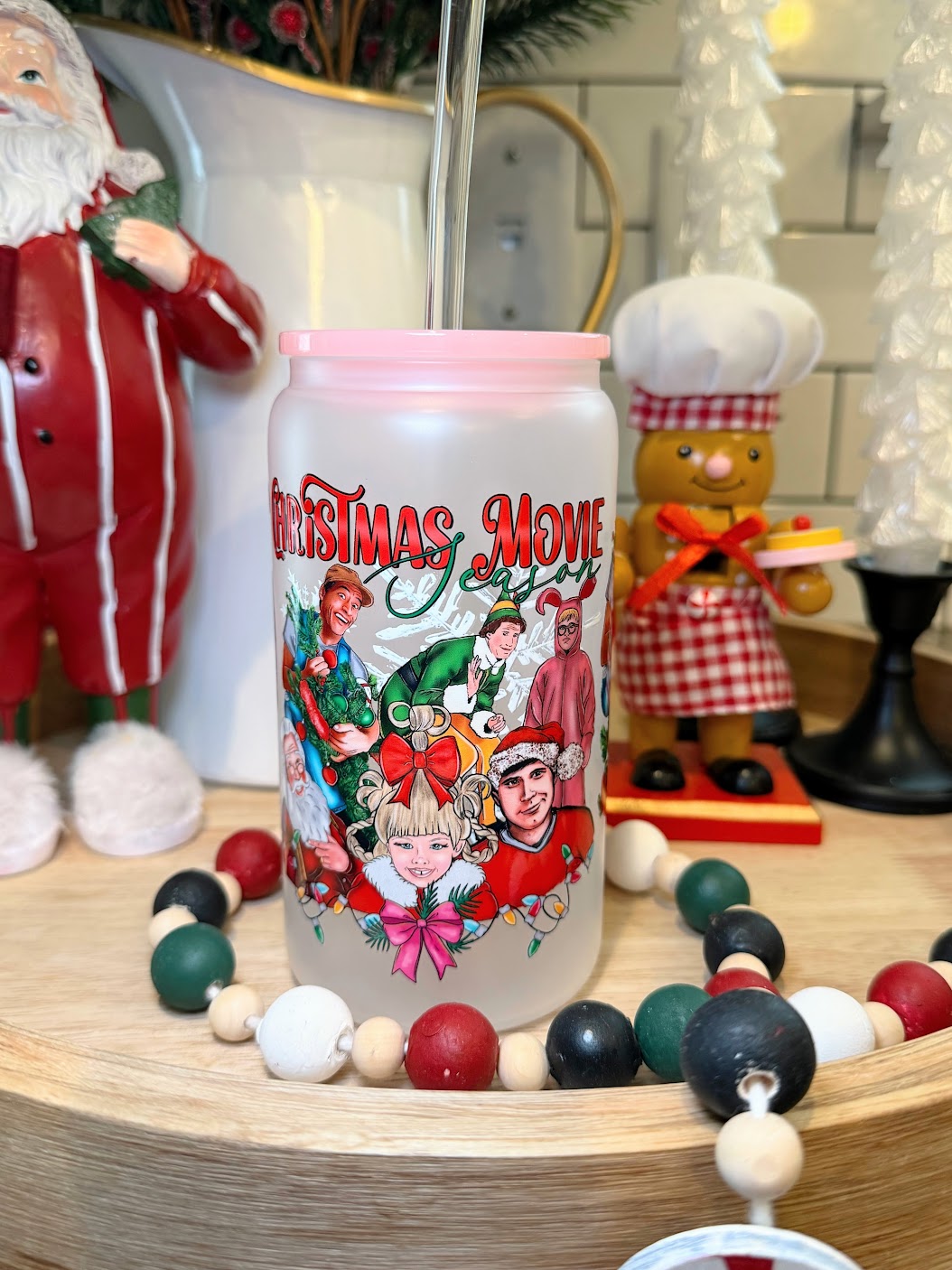 Christmas Movie Season | 16oz Glass Cup | Multiple Color Options