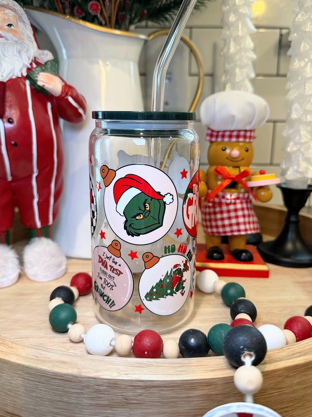 100% THAT GRINCH | 16oz Glass Cup | Multiple Color Options