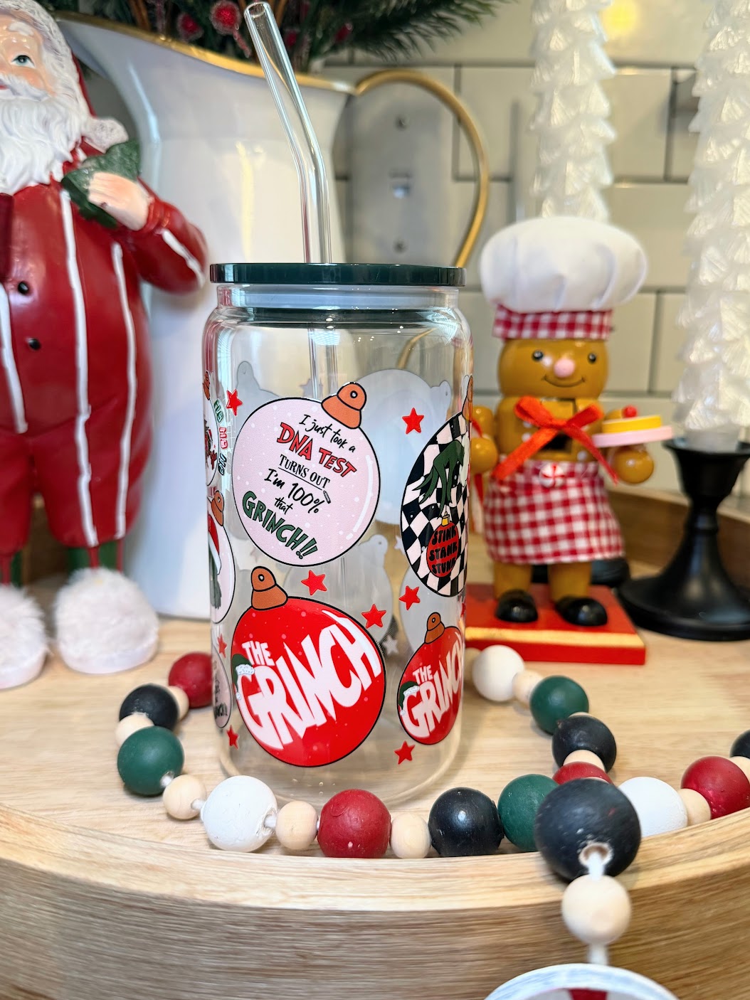 100% THAT GRINCH | 16oz Glass Cup | Multiple Color Options