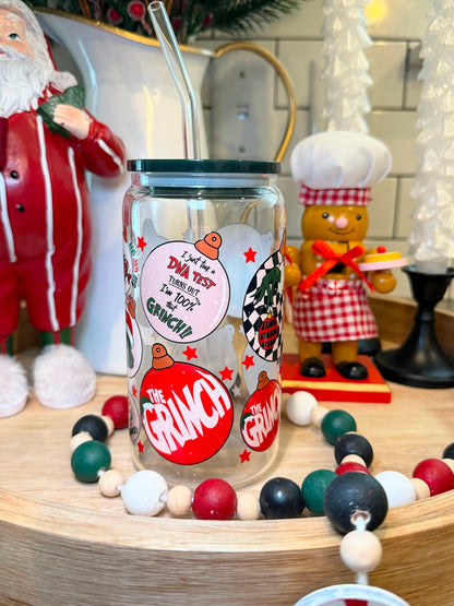 100% THAT GRINCH | 16oz Glass Cup | Multiple Color Options