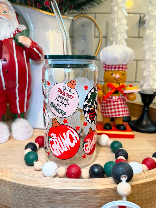 100% THAT GRINCH | 16oz Glass Cup | Multiple Color Options