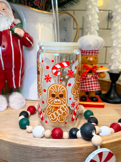 Chewy Christmas | Cream Acrylic Lid | 16oz Glass Cup