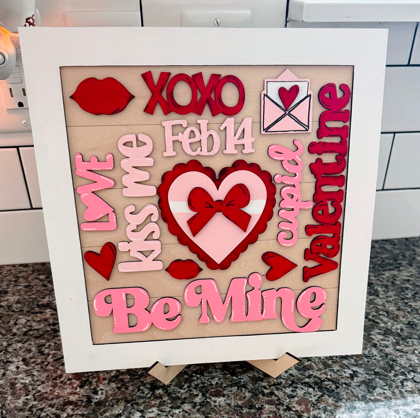 Valentine Word Art Sign with Stand