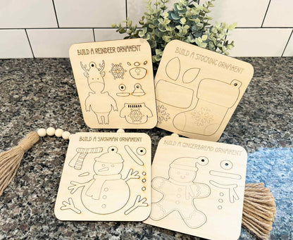 Christmas Pop-Out & Paint Ornaments | Reindeer, Snowman, Gingerbread, or Stocking