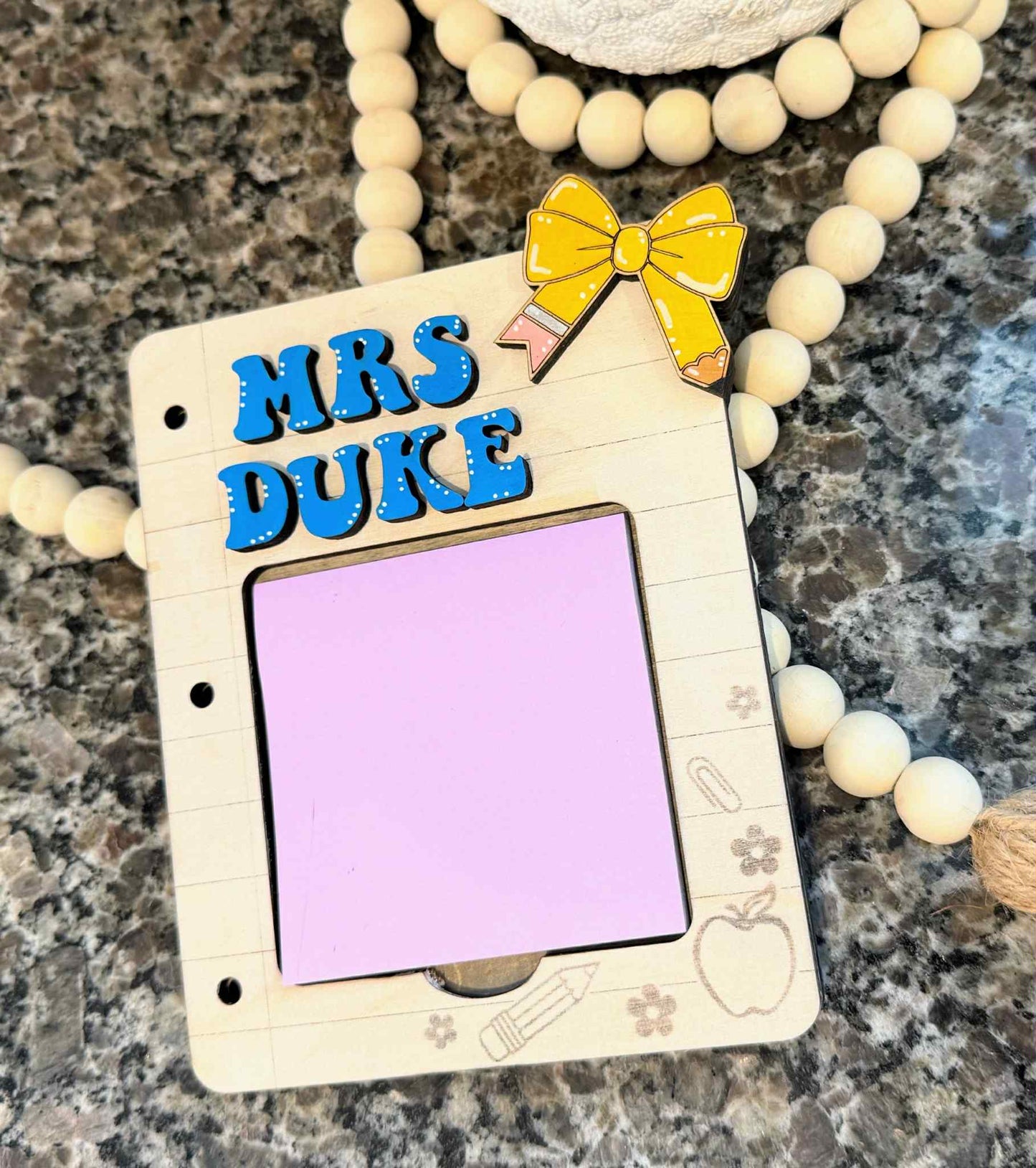 Personalized Teacher Sticky Note Pad Holder | Custom Name Gift